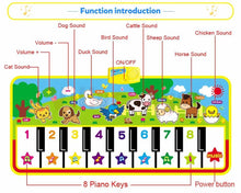 Load image into Gallery viewer, Big Musical Mat Carpet Touch Play Piano with 8 Animals Sound Music Instrument Baby Play Mat Rug Educational Toys For Kids