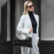 Load image into Gallery viewer, Women's Evening Clutch Purse and Handbag Luxury Designer Black Gold Silver Evening Bag Sequin Shoulder Bag Female Wedding Clutch