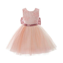 Load image into Gallery viewer, Pink Backless Princess Gold Luxury Dress With Bow Baby Dress for Girl Birthday Party Newborn dress For Birthday Girls Dress 1-5 years