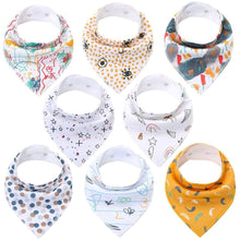 Load image into Gallery viewer, 8PCS/SET Pack Baby Bandana Organic Absorbent Soft Cotton Drool Bibsfor Teething And Feeding Bib For Baby and Kids Feeding