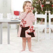 Load image into Gallery viewer, Baby Girl Princess Dress Toddler Kids Stripe Christmas Cartoon Deer Outfits Unique Design