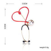 Load image into Gallery viewer, Blucome Copper Love Heart Stethoscope Brooches For Women Men Doctor Nurse Medical Brooch Collar Clip Badge Pins Christmas Gift