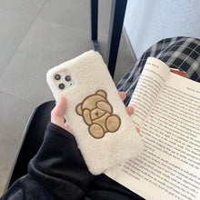 Load image into Gallery viewer, Cute Brown Bear Plush Phone Case For Iphone 14 11 12 13 Pro Max 7 8 X XS Max XR SE2 Autumn And Winter Shockproof Full Case Cover Cute Bear Animal Winter Warm Plush Fabric Phone Case