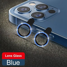 Load image into Gallery viewer, Glitter Diamond Camera Lens Protector For Iphone 13 Pro Max Mini Camera Metal Ring Glass For Iphone 12 11 Pro Max Protective Cap Diamond Glitter Camera Lens Protector On For Iphone