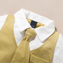 Load image into Gallery viewer, Luxury Modern baby Suit New boy's Jumpsuit Baby Short-sleeved Gentleman Suit Tie Robe summer Suit For Birthday and Party