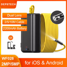 Load image into Gallery viewer, DEPSTECH Dual Lens 2MP 5MP Wireless Endoscope Camera Snake Inspection Zoomable Camera WiFi Borescope for Android & iOS Tablet