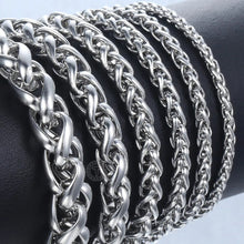 Load image into Gallery viewer, 3-10mm Women's Men's Bracelet Stainless Steel Wheat Chain Bracelets Male Gifts Wholesale Jewelry 7-11" KBB8