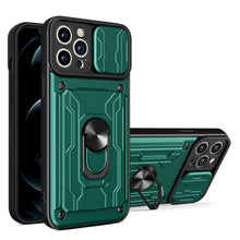 Load image into Gallery viewer, Shockproof Case for iPhone 13 12 11 Pro Max With Card Slot Ring Stand Camera Protection Phone Cover for iPhone XR XS Max Removable Card Holder Ring Holder Shockproof Protection Cover