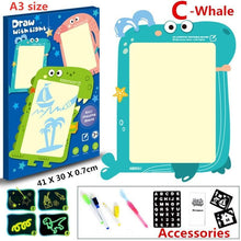 Load image into Gallery viewer, Educational Toy Drawing Board Tablet Graffiti 1pc A4 A3 Led Luminous Magic Raw With Light-fun