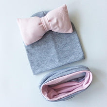 Load image into Gallery viewer, Luxury Modern Autumn Winter Girls Foam Butterfly Cotton Hat And Scarf Set For Kids Baby Caps With Big Bow And Elegant Scarf For Baby and Kids