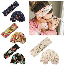 Load image into Gallery viewer, Modern Mom&Baby Turban Mother Baby Hat Headbands Mom Daughter Bow Knot Caps Print Solid Parent-Child Hair Accessories