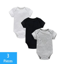 Load image into Gallery viewer, 3PCS Baby Bodysuit Set (0–12M) – Soft Cotton Solid Color Summer Rompers for Boys & Girls