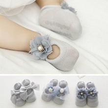 Load image into Gallery viewer, Baby Girl Anti-Slip Cotton Bow Lace Flower Floor Socks Spring Socks Excellent Quality Everyday Wear
