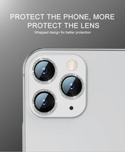 Load image into Gallery viewer, Glitter Diamond Camera Lens Protector For Iphone 13 Pro Max Mini Camera Metal Ring Glass For Iphone 12 11 Pro Max Protective Cap Diamond Glitter Camera Lens Protector On For Iphone
