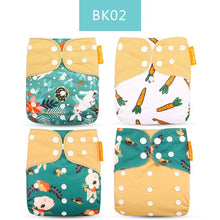 Load image into Gallery viewer, 4pcs/set Washable Eco-Friendly Cloth Diaper Cover Adjustable Nappy Cloth Diapers Cloth Nappy For Baby Boys and Grils Baby