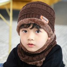 Load image into Gallery viewer, Knitted Baby Hats Cap and Scarf Turban Beanie Cotton Warm Wool Fur Caps Soft Hat For Childern Girl And Boys