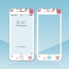 Load image into Gallery viewer, Flowers Cartoon Screen Protector For iPhone 13 12 11 Pro Max Soft Edge Tempered Glass on For iPhone XS MAX XR 7 8 PLUS Lovely Easy Installation Frame 9H Hardness Full Coverage Bubble Free Cute Lovely Cherry Blossom Design Glass For iPhone