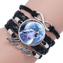 Load image into Gallery viewer, Classic Retro Wolf Head Elegant Bracelet Leather Bangle Luxury Bracelet Jewelry Boho Glass Moon Men Wrap Bangles For Men Women