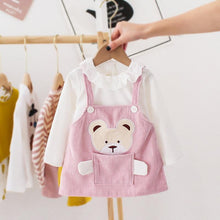 Load image into Gallery viewer, Modern Designer Girls Dress Set Cartoon Bear Pocket Corduroy Dress Shirt Spring Autumn Spring Tutu Dress For Girls