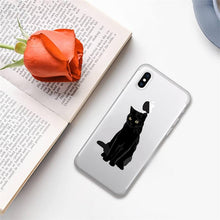 Load image into Gallery viewer, Cute black cat Phone Case for iphone 13 11 12 pro XS MAX 8 7 6 6S Plus X 5S SE 2020 XR case Cute Cat Slim Fit Glossy Stylish Cover Soft Shockproof Phone Case