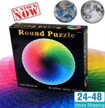 Load image into Gallery viewer, 1000PCS/SETColorful Rainbow Round Geometrical Photo Planet Puzzle Adult Kids Educational Toy Puzzle