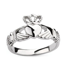 Load image into Gallery viewer, Women's Silver Color Stainless Steel Lrish Claddagh Promise Friendship Band Ring