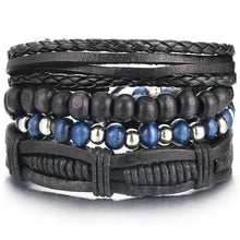 Load image into Gallery viewer, BOHO Tibet Stone Feather Multilayer Leather Bracelet Eye Fish Charms Beads Bracelets For Men Vintage Punk Wrap Wristband Cool Jewelry