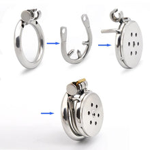 Load image into Gallery viewer, CHASTE BIRD Super Small Stainless Steel Male Cock Penis Trumpet Cage Chastity Device Anti-Off Ring Urethral Catheter V4 Lock