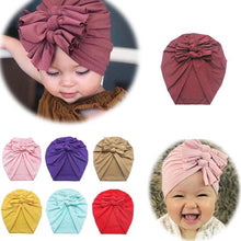 Load image into Gallery viewer, Luxury Modern Baby Headband Hat Bowknot Print Cotton Stretchy Turban Headband Infant Head Wrap Beanie Hat For Babies and Kids