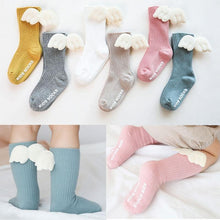 Load image into Gallery viewer, Luxury Modern Socks Baby Girls Knee High Socks With Angel wing Summer Autumn Cotton Socks Solid Candy Color Toddler For Kids