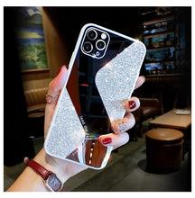 Load image into Gallery viewer, Women Luxurious Glitter Makeup Mirror Phone Case For iPhone 12 11 Pro MAX X XS XR 8 7 Plus Luxury Silicone Shockproof Cover Fixed Non Moving Sparkling Shining Glitter Stars Soft Silicone Case