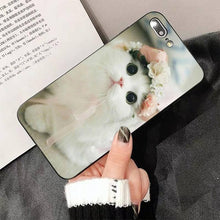 Load image into Gallery viewer, Cute Cat Black Phone Case For IPhone 13 8 7 6 6S Plus X 5 5S SE 2020 XR 11 Pro XS MAX Slim Fit Soft Print Design Flexible Silicone Cover For iPhone