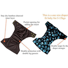 Load image into Gallery viewer, Reusable Waterproof Diaper Baby Bamboo Charcoal Diaper One Size Pocket Baby Nappies For Kids Set