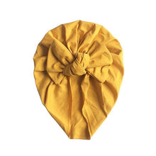 Load image into Gallery viewer, Handamde Elegant Baby Hats for Girls Big Bow Turban Hat Newborn Baby Beanie Cap Solid Color Style