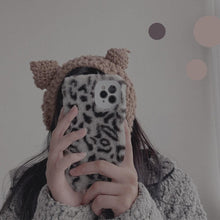 Load image into Gallery viewer, Fashion Fluffy Plush Leopard Camera Protection Phone Case For iphone 13 11 12 Pro MAX X XS XR Winter Warm Girl Soft and Comfortable Case Unique Design Soft Cover