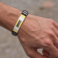 Load image into Gallery viewer, Stainless Steel Bracelet Men Wrist Band Black Grooved Rudder Silicone Mesh Link Insert Punk Wristband Stylish Casual Bangle Cool Gift