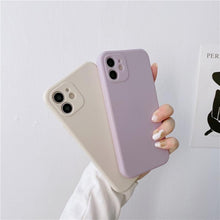 Load image into Gallery viewer, Soft Silicone Candy Color Phone Case For iPhone 13Mini iPhone 14Pro Max Ultra Thin Shockproof Cover Solid Color Shockproof Silicone Case For iPhone