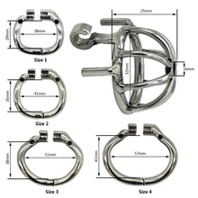 Load image into Gallery viewer, Happygo Stainless Steel Chastity Device with Urethral Catheter and Anti-Shedding Ring,Cock Cage,Penis Ring,S055-2