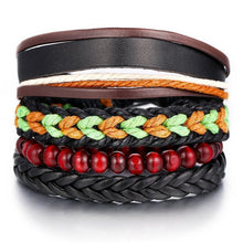 Load image into Gallery viewer, BOHO Tibet Stone Feather Multilayer Leather Bracelet Eye Fish Charms Beads Bracelets For Men Vintage Punk Wrap Wristband Cool Jewelry
