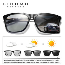 Load image into Gallery viewer, LIOUMO Square Design Chameleon Polarized Sunglasses Men Women Photochromic Driving Goggles Retro Anti-Glare gafas de sol hombre