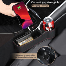 Load image into Gallery viewer, Multifunctional Car Seat Gap Storage Box Cup PU Leather Pocket Catcher Organizer Phone Bottle Cups Holder Car Accessories
