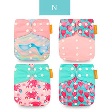 Load image into Gallery viewer, 4pcs/set Washable Eco-Friendly Cloth Diaper Cover Adjustable Nappy Cloth Diapers Cloth Nappy For Baby Boys and Grils Baby