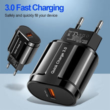 Load image into Gallery viewer, Fast Portable Quick 3.0 USB Charging Powerful Charger EU US Wall Mobile Phone Charger Adapter