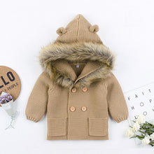 Load image into Gallery viewer, Warm Winter Luxury Newborn Baby Boy Girl Knitted Buttons Hooded Jacket Coat In Modern Design