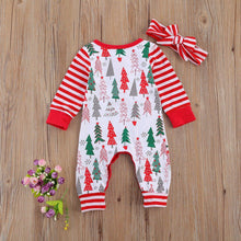 Load image into Gallery viewer, Newborn Baby Girl/Boys Christmas Long Sleeve Round Neck Tree print Romper for Infant In New Year Design
