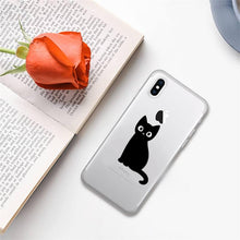 Load image into Gallery viewer, Cute black cat Phone Case for iphone 13 11 12 pro XS MAX 8 7 6 6S Plus X 5S SE 2020 XR case Cute Cat Slim Fit Glossy Stylish Cover Soft Shockproof Phone Case