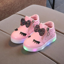 Load image into Gallery viewer, New Fashion Children Glowing Shoes Princess Bow Girls Led Shoes Spring Autumn Cute Baby Sneakers Shoes