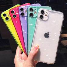 Load image into Gallery viewer, Shiny Candy Color Glitter Transparent Phone Case For iPhone 11 Pro X XR XS Max 7 8 Plus 6 6s Soft Silicone Cover Screen Protection Crystal Clear Glitter Transparent Soft Bumper Silicone Sparkling Cover