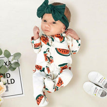 Load image into Gallery viewer, Newborn Toddler Watermelon Print Romper With Long Sleeve Wrapped Foot Jumpsuit For Babies