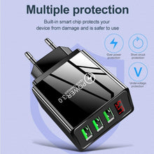 Load image into Gallery viewer, 3.1A Quick Charge 3.0 LED Display 3 Ports USB Phone Charger Fast Charging EU Wall Adapter